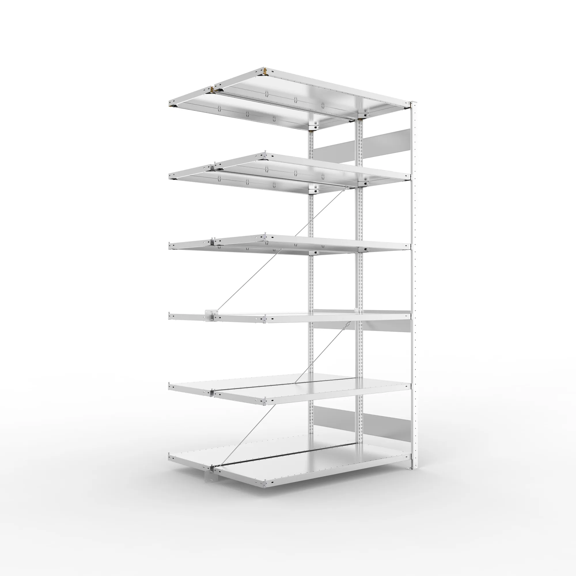 META CLIP S3 | Fachbodenregal | Doppel-Anbauregal | 2500 x 1300 x 500 mm | Fachlast 230 kg | 5+1 Ebenen | verzinkt