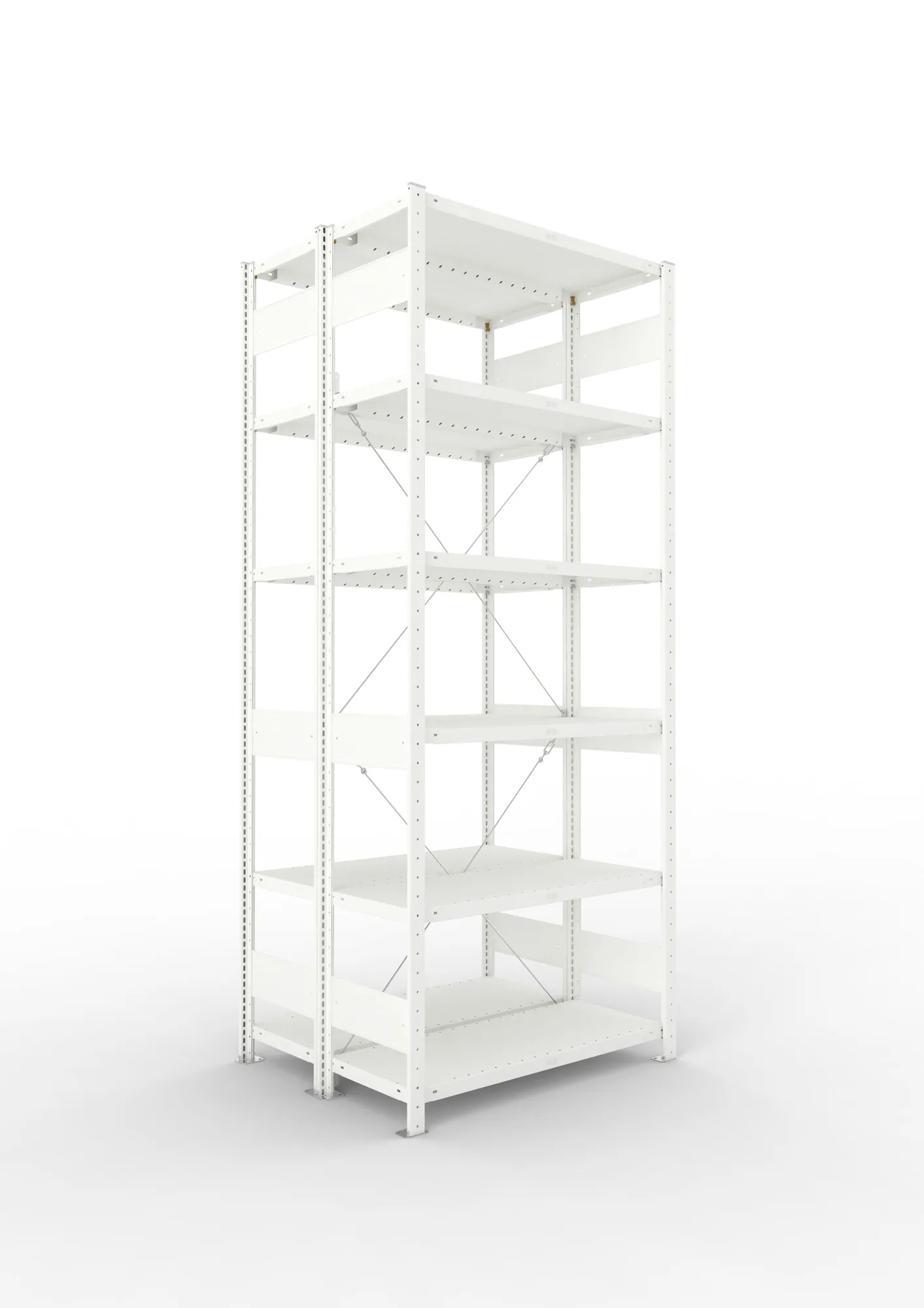 META CLIP | Fachbodenregal | Doppel-Grundregal | 2500 x 1000 x 400 mm | Fachlast 230 kg | 5+1 Ebenen | RAL 7035