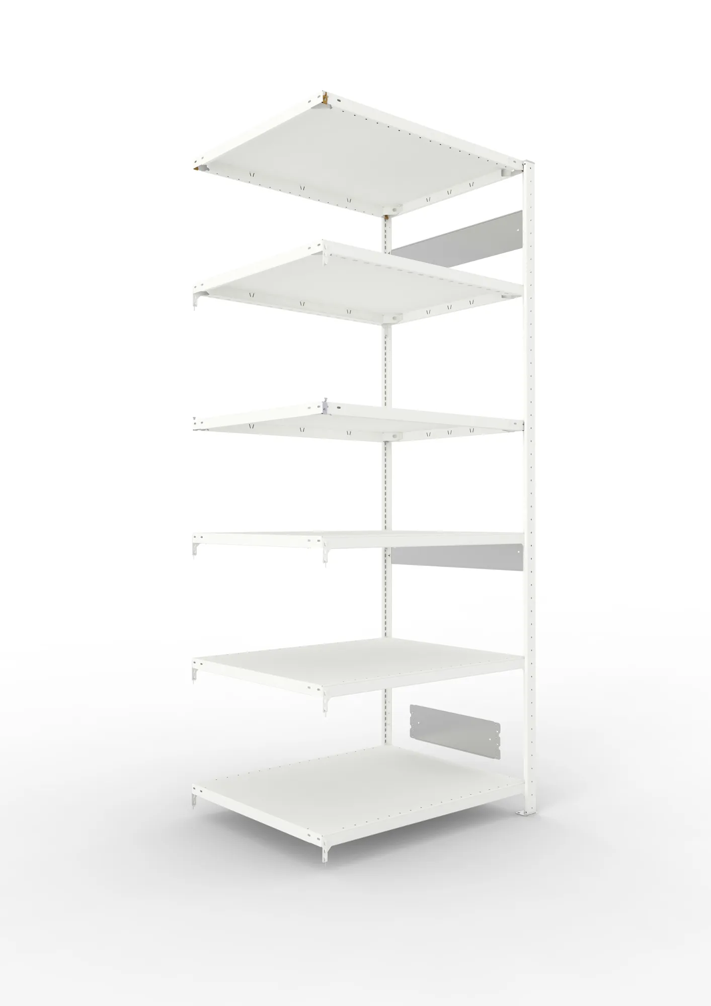 META CLIP S3 | Fachbodenregal | Anbauregal | 2500 x 1000 x 800 mm | Fachlast 230 kg | 5+1 Ebenen | Längsriegel | RAL 7035