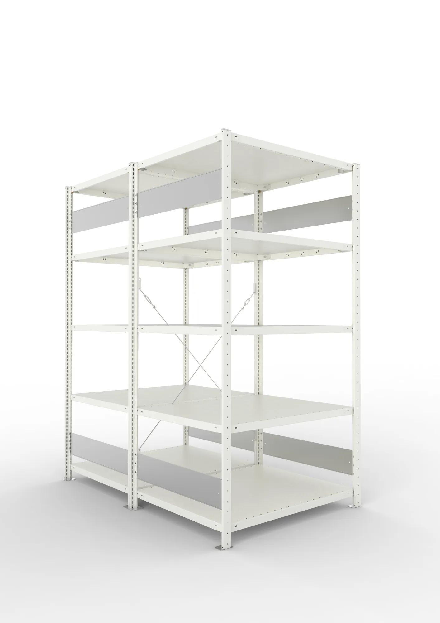 META CLIP S3 | Fachbodenregal | Doppel-Grundregal | 2000 x 1000 x 800 mm | Fachlast 230 kg | 4+1 Ebenen | RAL 7035