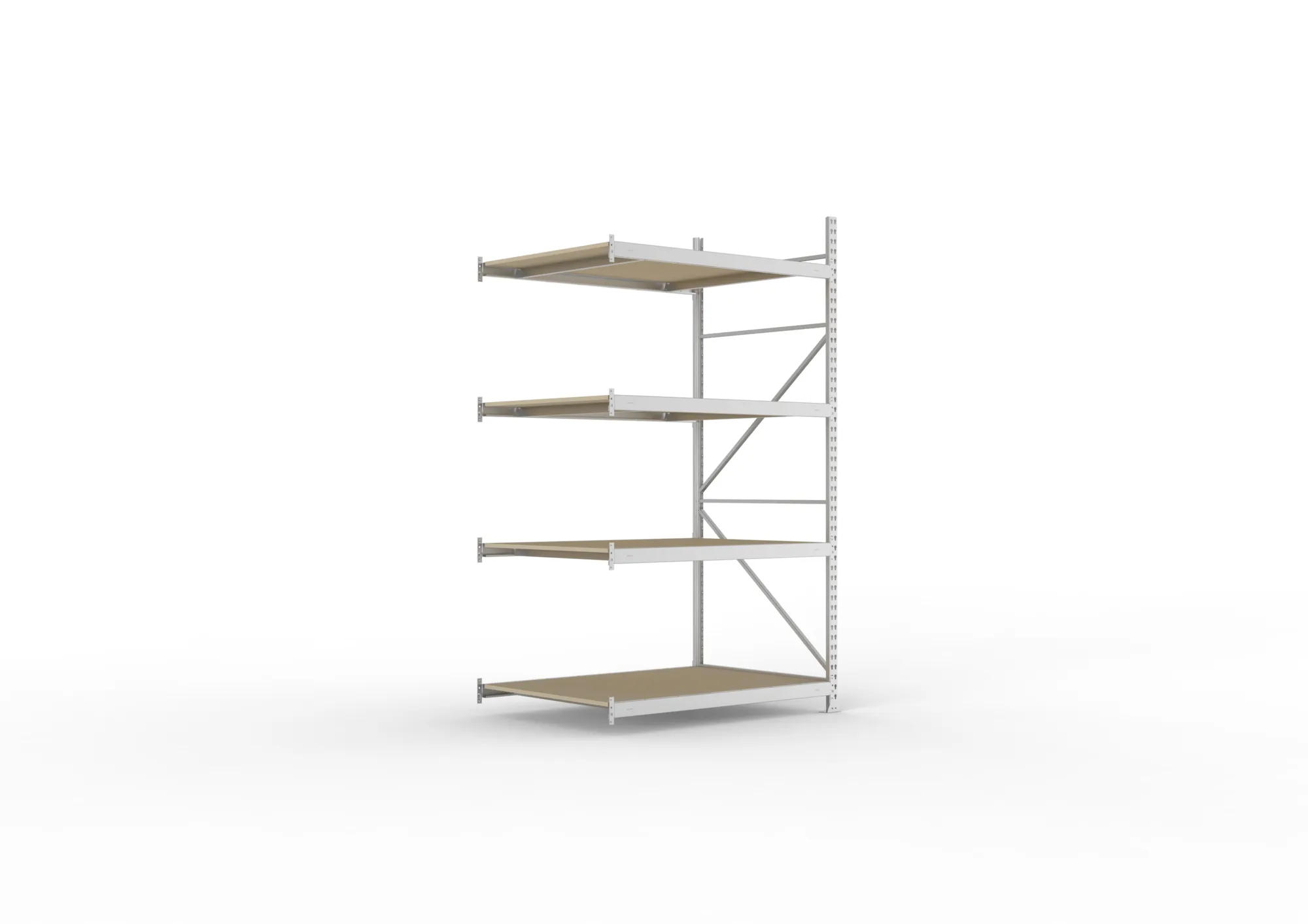 META MINI-RACK Weitspannregal | Anbauregal | 2500 x 1400 x 1050 mm | Fachlast 600 kg | Spanplattenböden | 4 Ebenen