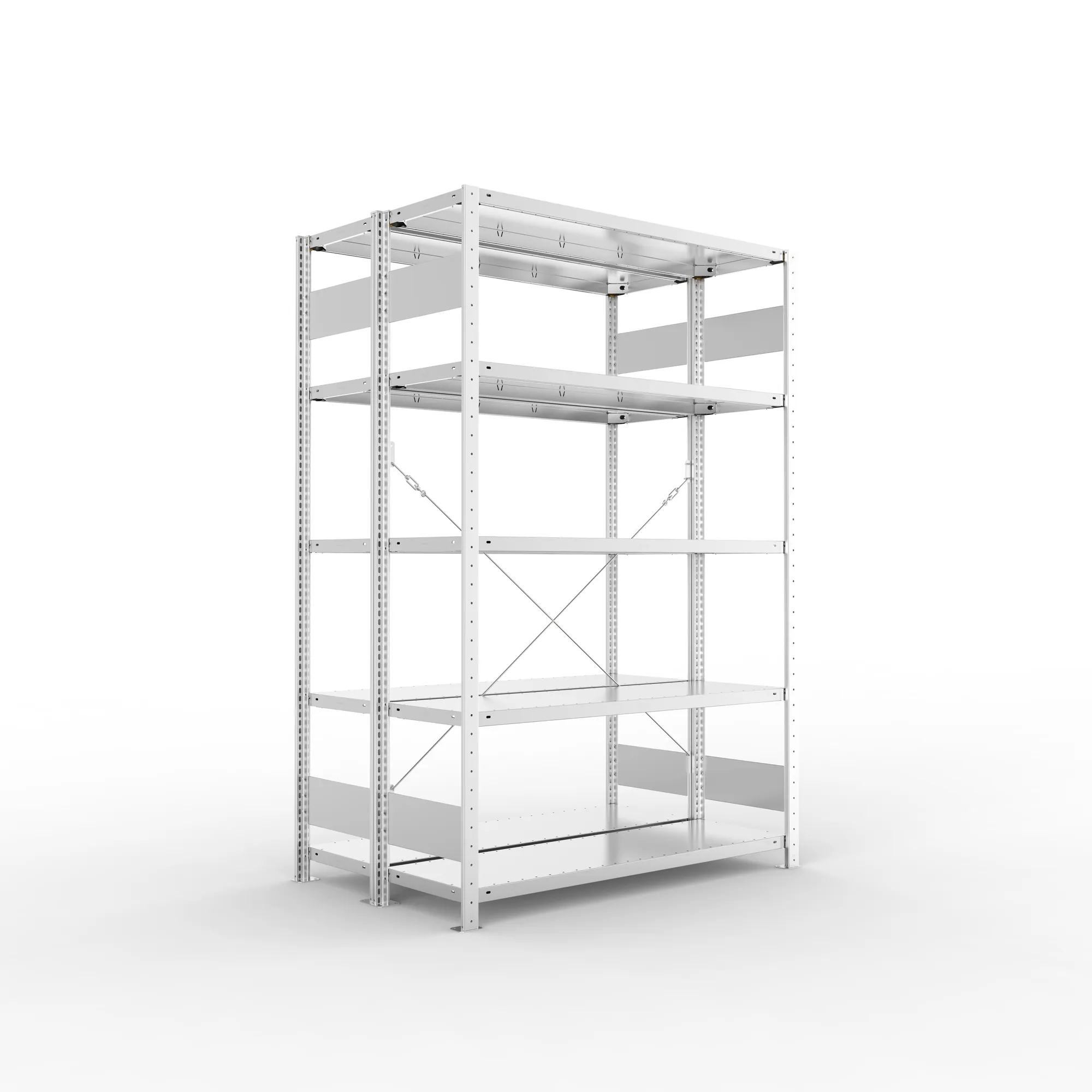 META CLIP S3 | Fachbodenregal | Doppel-Grundregal | 2000 x 1300 x 400 mm | Fachlast 230 kg | 4+1 Ebenen | verzinkt