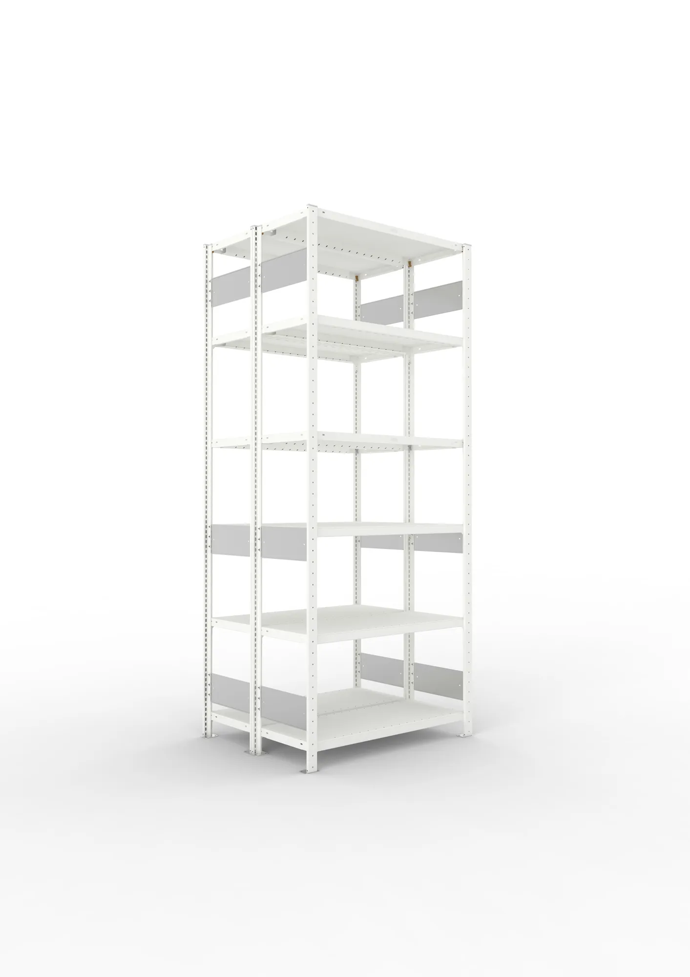 META CLIP S3 | Fachbodenregal | Doppel-Grundregal | 2500 x 1000 x 400 mm | Fachlast 230 kg | 5+1 Ebenen | Längsriegel | RAL 7035