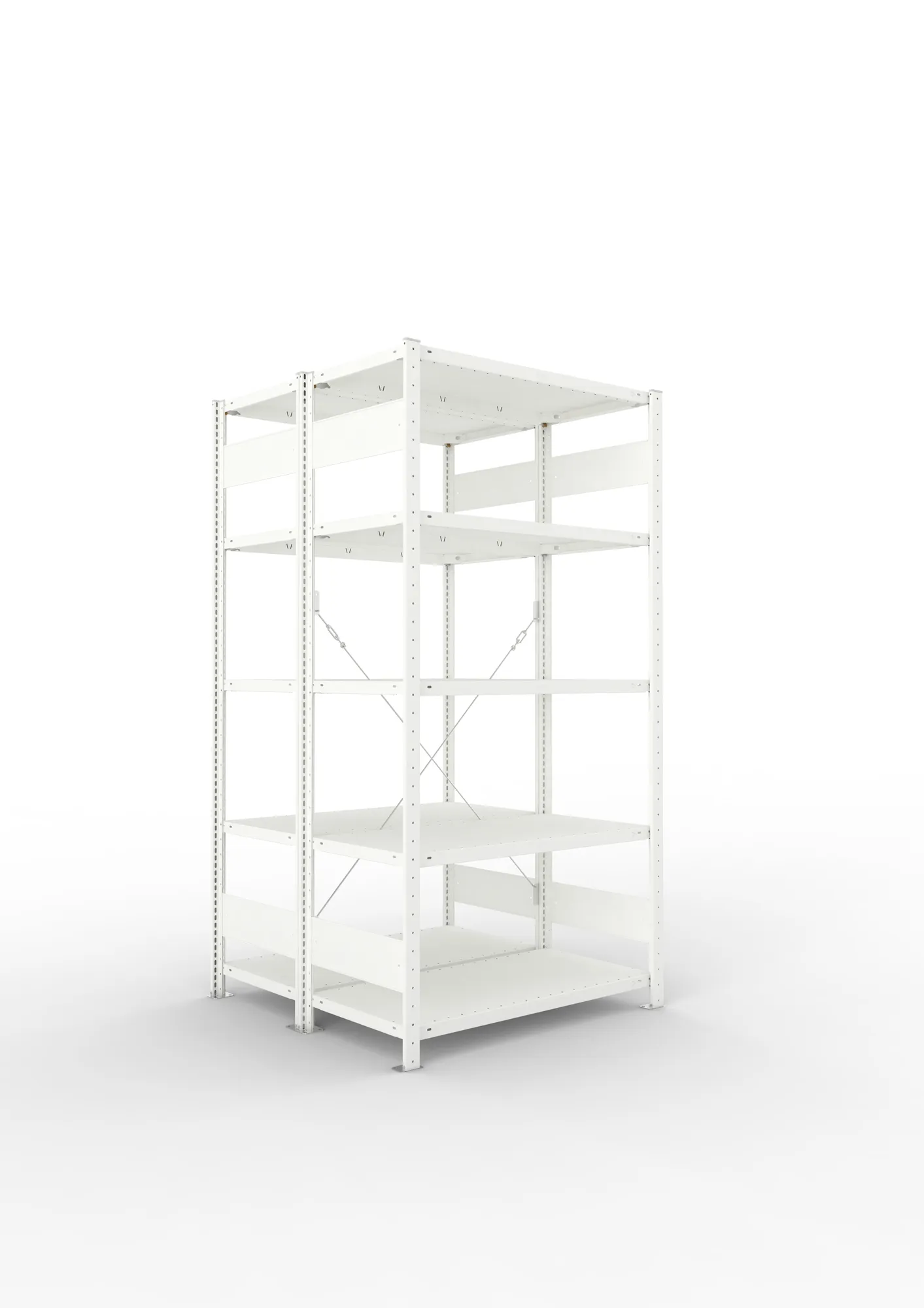 META CLIP | Fachbodenregal | Doppel-Grundregal | 2000 x 1000 x 500 mm | Fachlast 150 kg | 4+1 Ebenen | RAL 7035