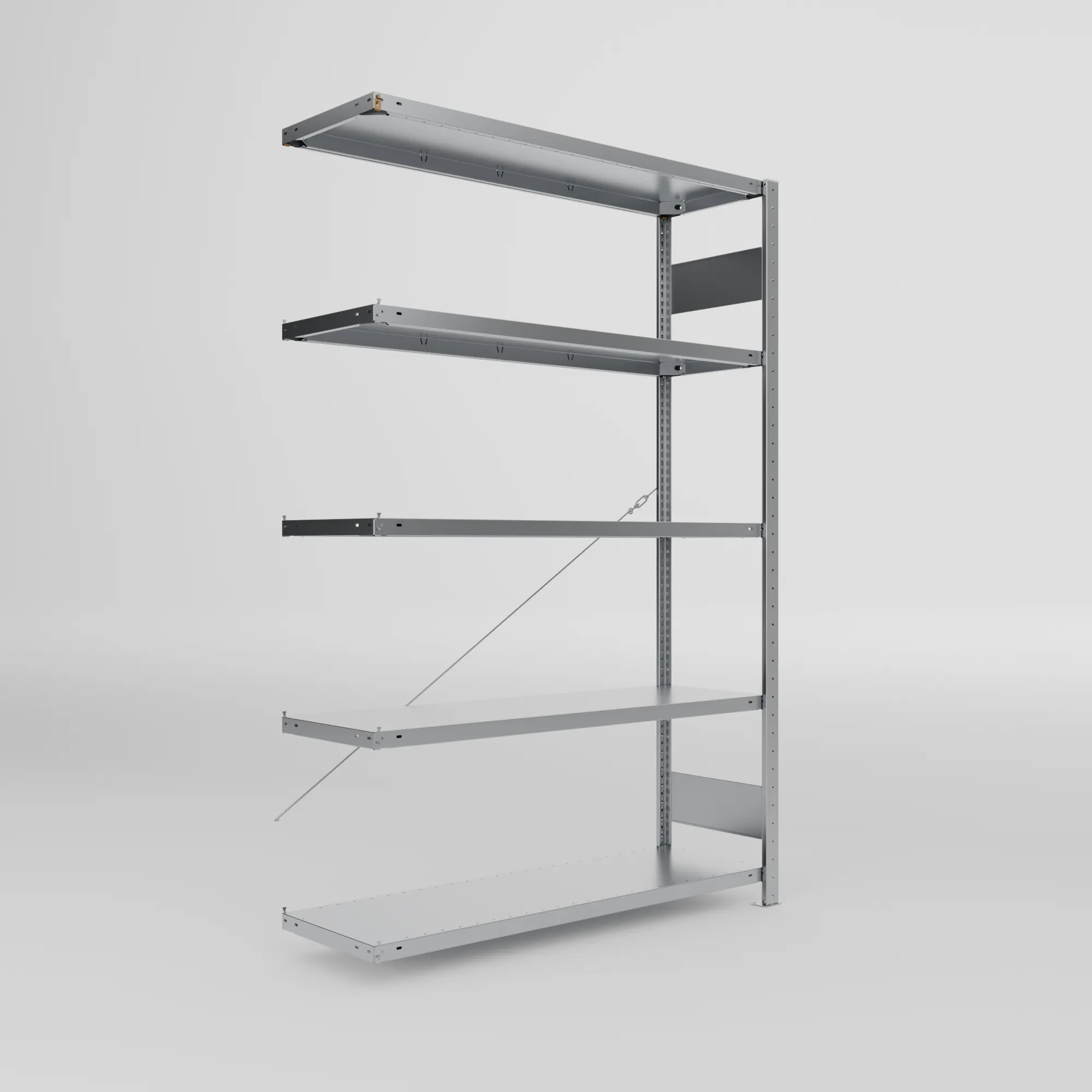 META CLIP S3 | Fachbodenregal | Anbauregal | 2000 x 1300 x 400 mm | Fachlast 230 kg | 4+1 Ebenen | verzinkt