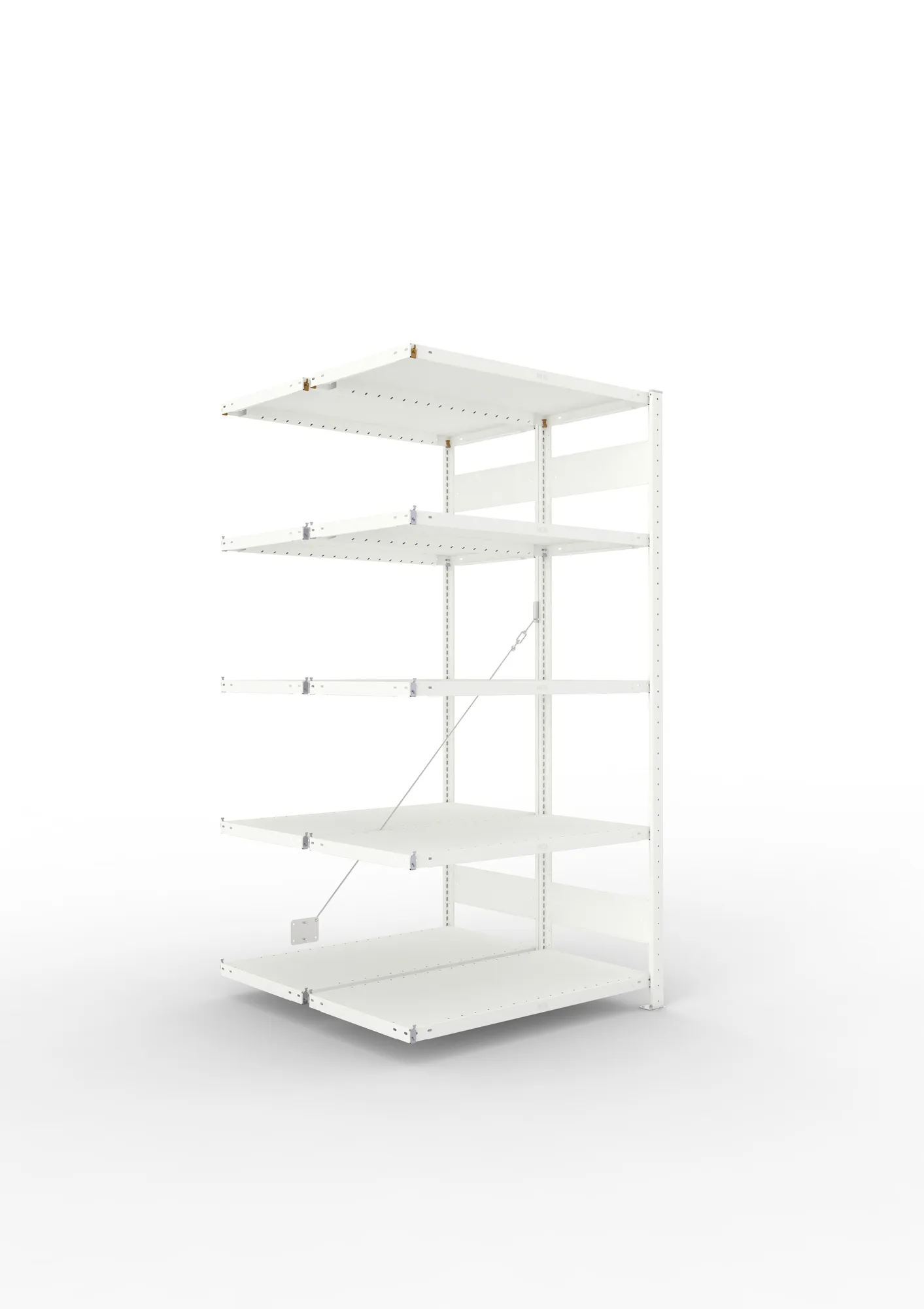 META CLIP | Fachbodenregal | Doppel-Anbauregal | 2000 x 1000 x 500 mm | Fachlast 230 kg | 4+1 Ebenen | RAL 7035