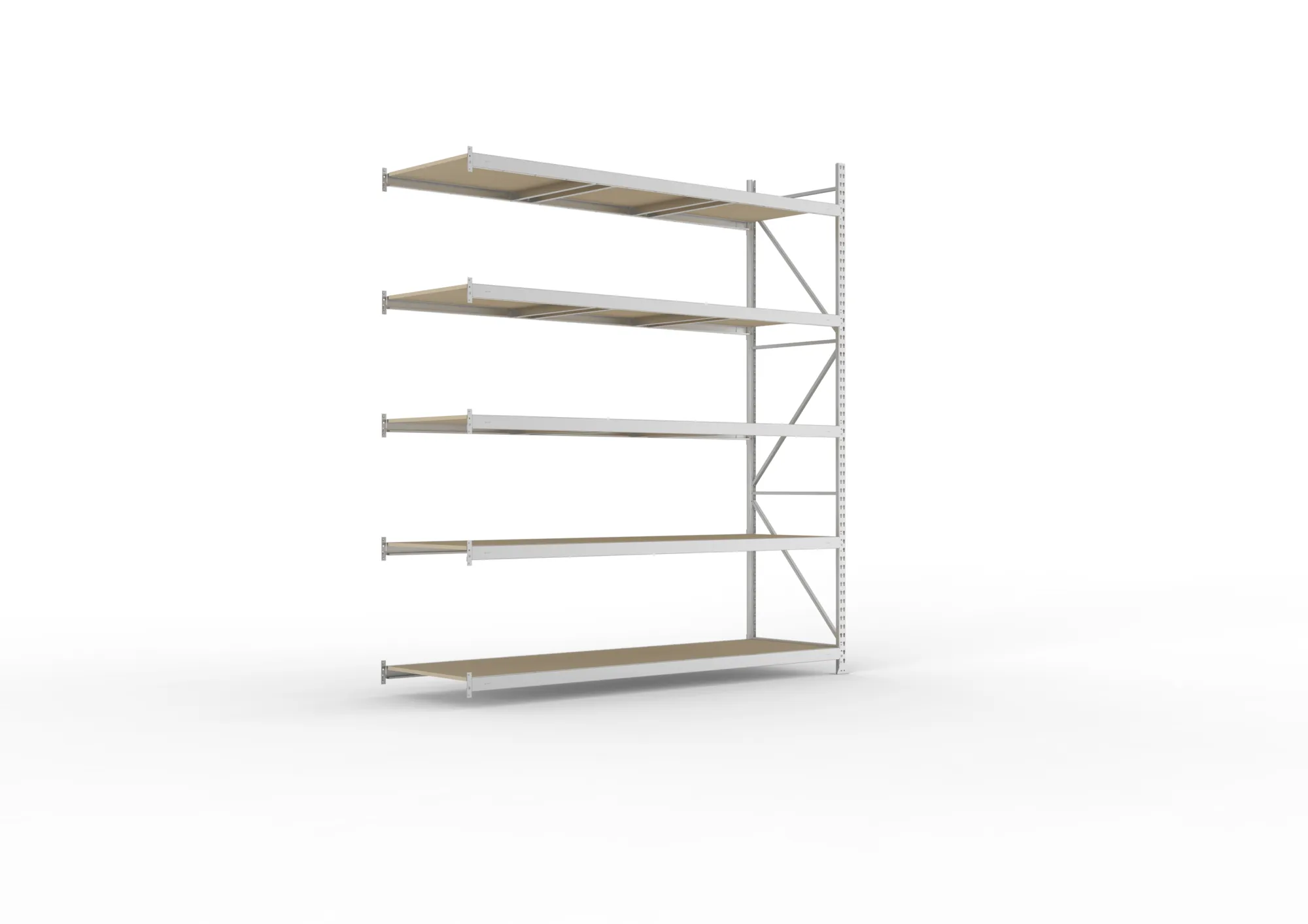 META MINI-RACK Weitspannregal | Anbauregal | 3000 x 2600 x 800 mm | Fachlast 490 kg | Spanplattenböden | 5 Ebenen