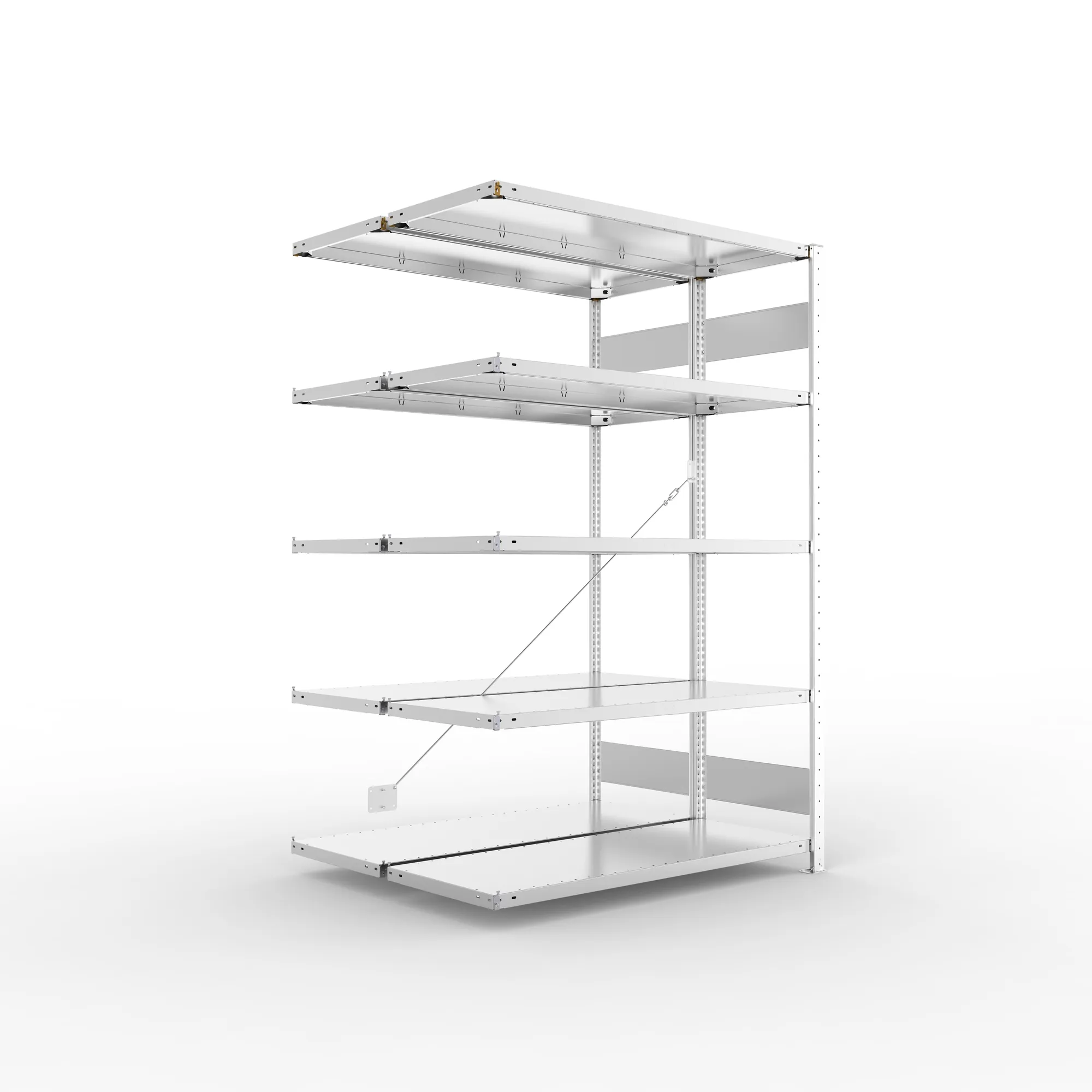META CLIP S3 | Fachbodenregal | Doppel-Anbauregal | 2000 x 1300 x 500 mm | Fachlast 150 kg | 4+1 Ebenen | verzinkt