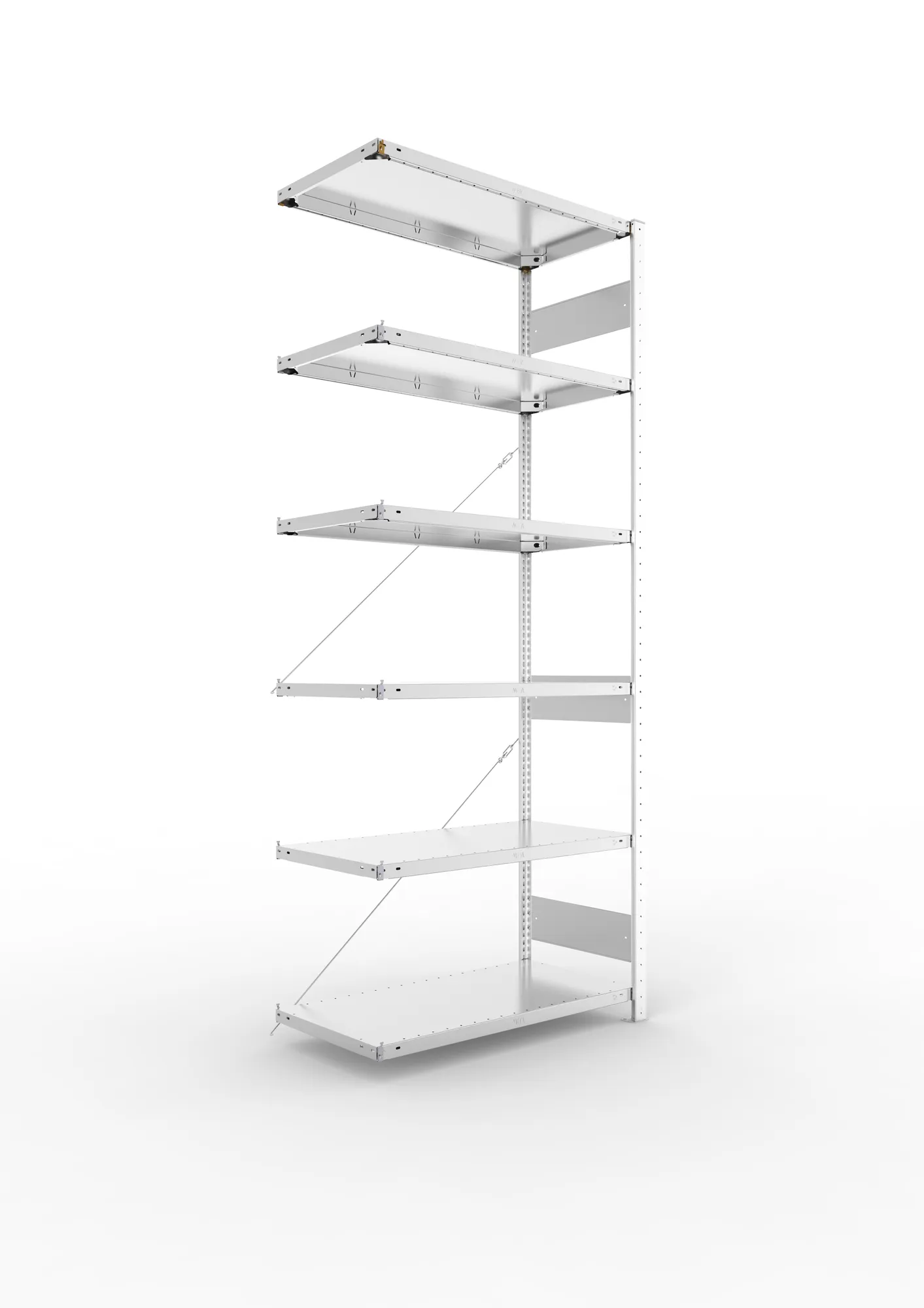 META CLIP S3 | Fachbodenregal | Anbauregal | 2500 x 1000 x 500 mm | Fachlast 150 kg | 5+1 Ebenen | verzinkt