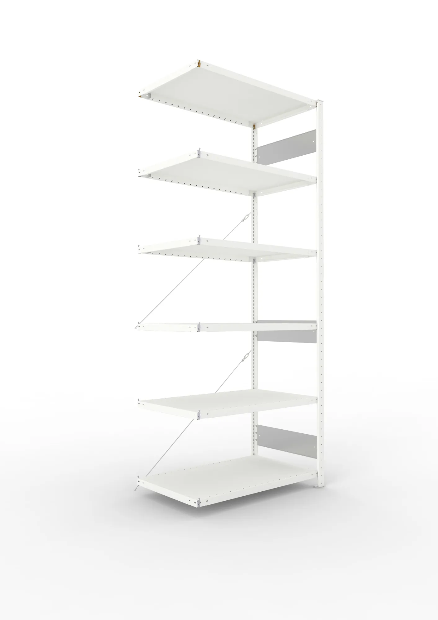 META CLIP S3 | Fachbodenregal | Anbauregal | 2500 x 1000 x 600 mm | Fachlast 230 kg | 5+1 Ebenen | RAL 7035