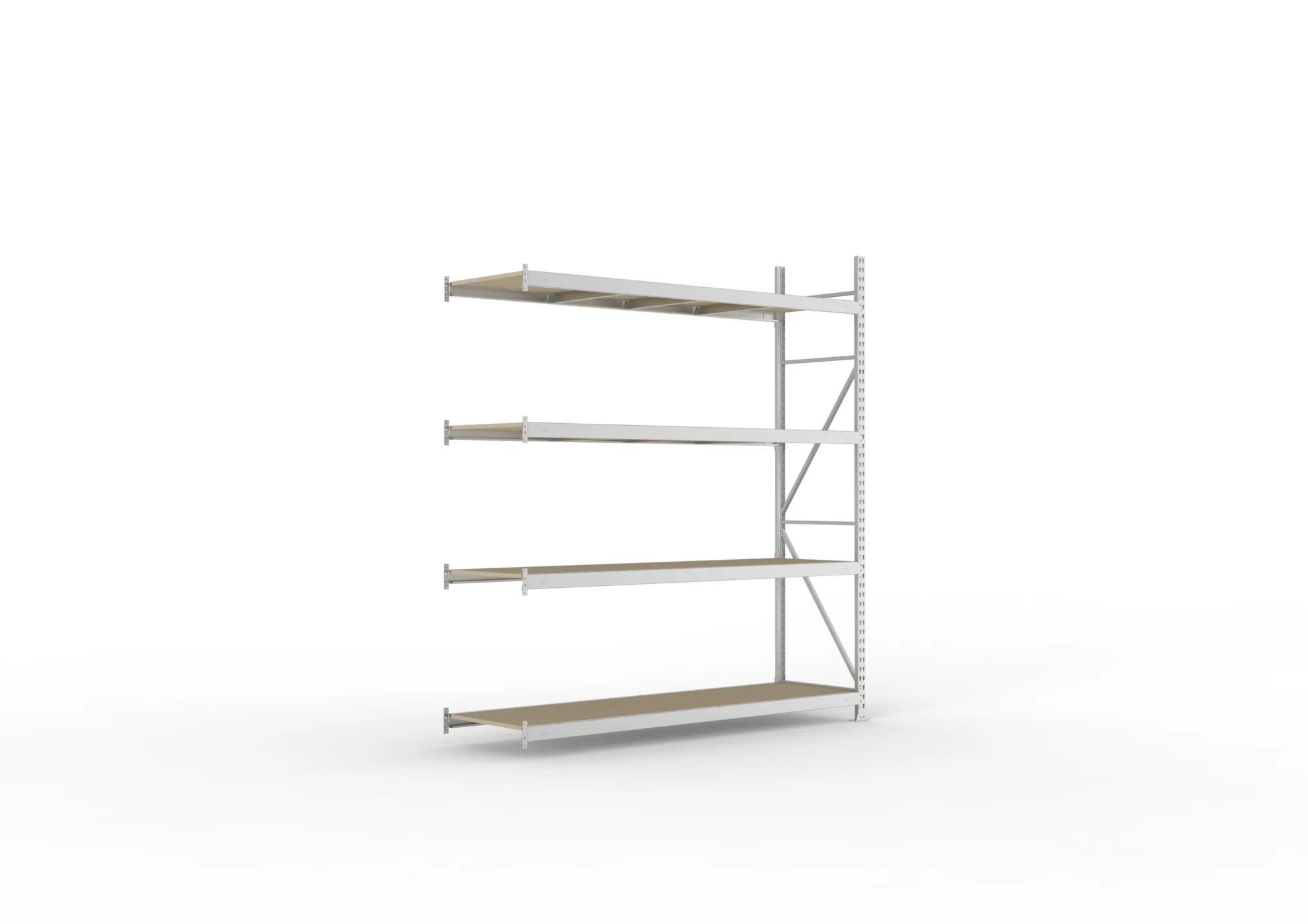 META MINI-RACK Weitspannregal | Anbauregal | 2500 x 2200 x 650 mm | Fachlast 600 kg | Spanplattenböden | 4 Ebenen