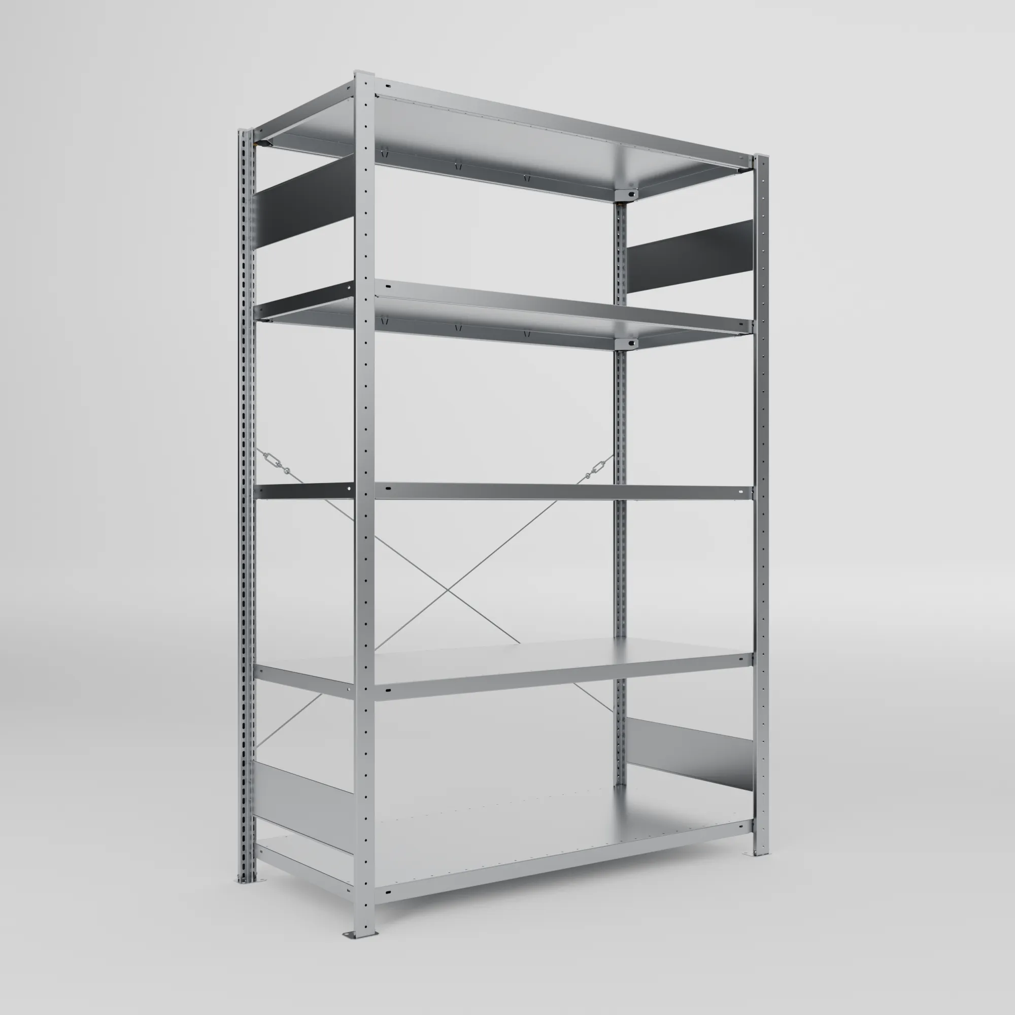 META CLIP S3 | Fachbodenregal | Grundregal | 2000 x 1300 x 600 mm | Fachlast 230 kg | 4+1 Ebenen | verzinkt
