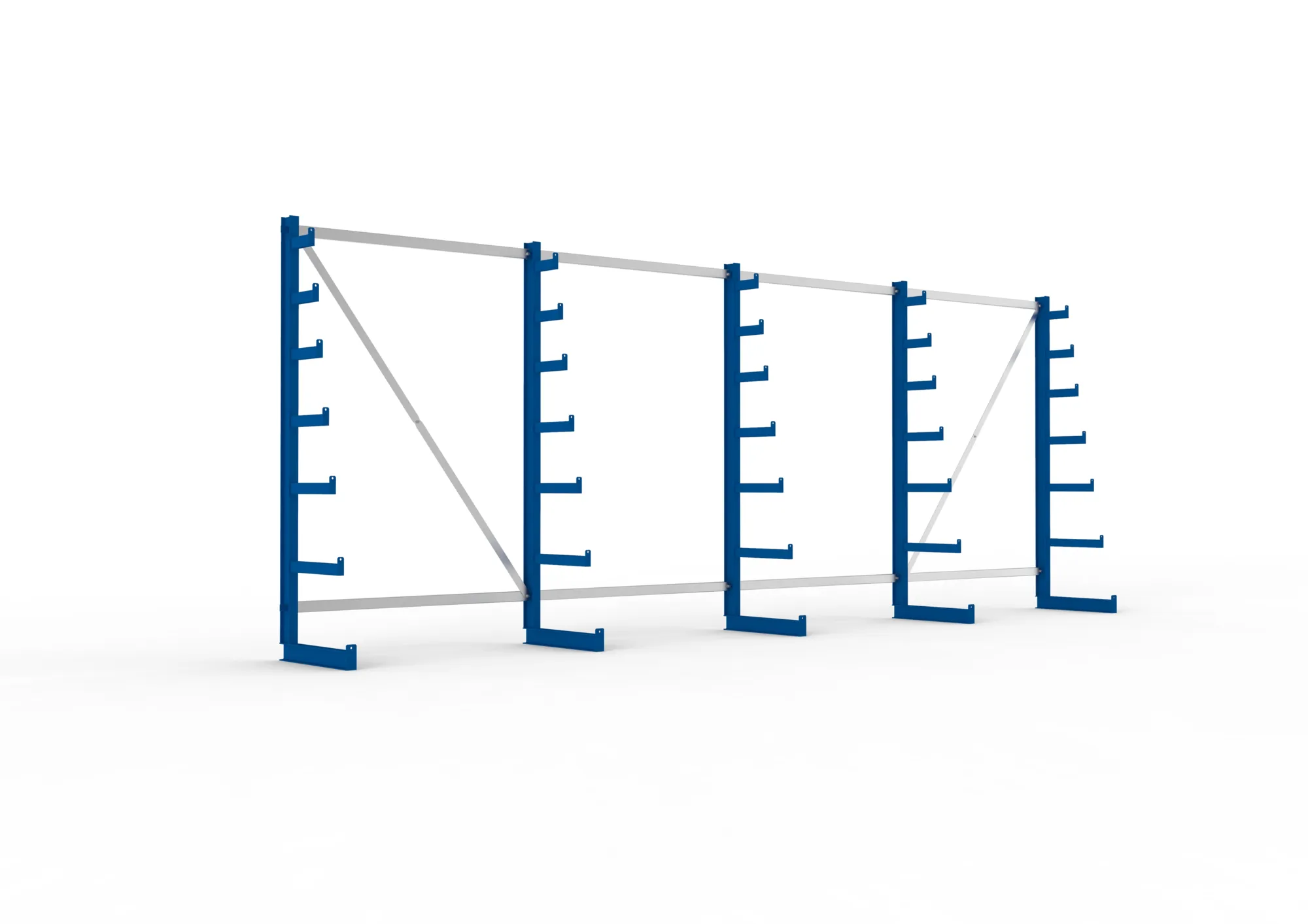 META ATLAS ST | Langgutregal | 4 Felder | 2000 x 5400 x 500 mm | Armlast 200 kg | einseitig | 6+1 Ebenen | RAL 5010