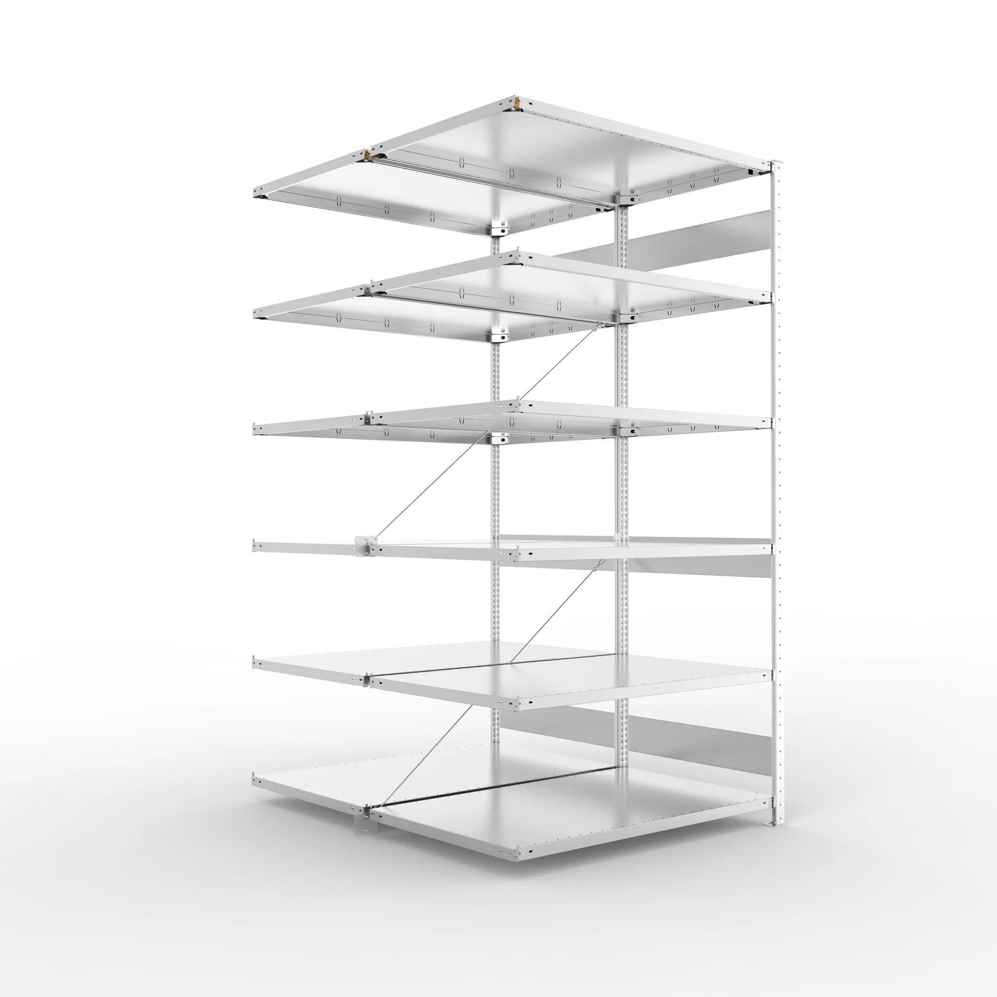 META CLIP S3 | Fachbodenregal | Doppel-Anbauregal | 2500 x 1300 x 800 mm | Fachlast 230 kg | 5+1 Ebenen | verzinkt