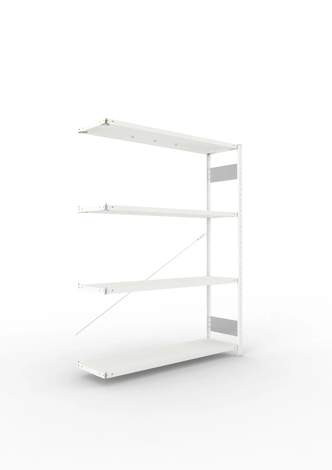 META CLIP S3 | Fachbodenregal | Anbauregal | 2000 x 1500 x 400 mm | Fachlast 200 kg | 3+1 Ebenen | RAL 7035