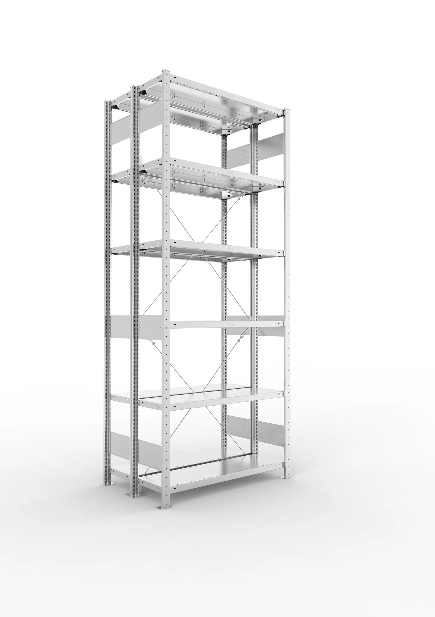META CLIP | Fachbodenregal | Doppel-Grundregal | 2500 x 1000 x 300 mm | Fachlast 150 kg | 5+1 Ebenen | verzinkt