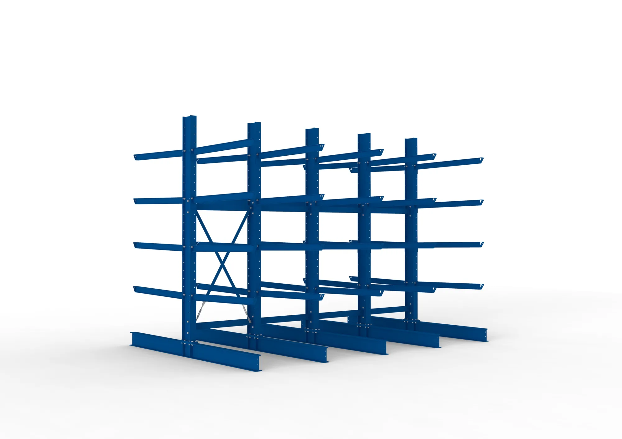 META MULTISTRONG H | Kragarmregal | 4 Felder | 3000 x 4000 x 1250 mm | Armlast 400 kg | doppelseitig | 4+1 Ebenen